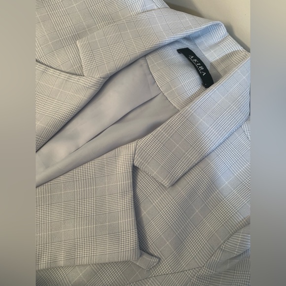 AKIRA Baby Blue Plaid Blazer/Blazer Dress - Small - Picture 6 of 8